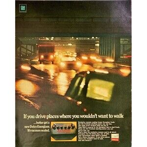 United Delco Energizer Car Battery "Vacuum Sealed" Vintage Print Ad 1968